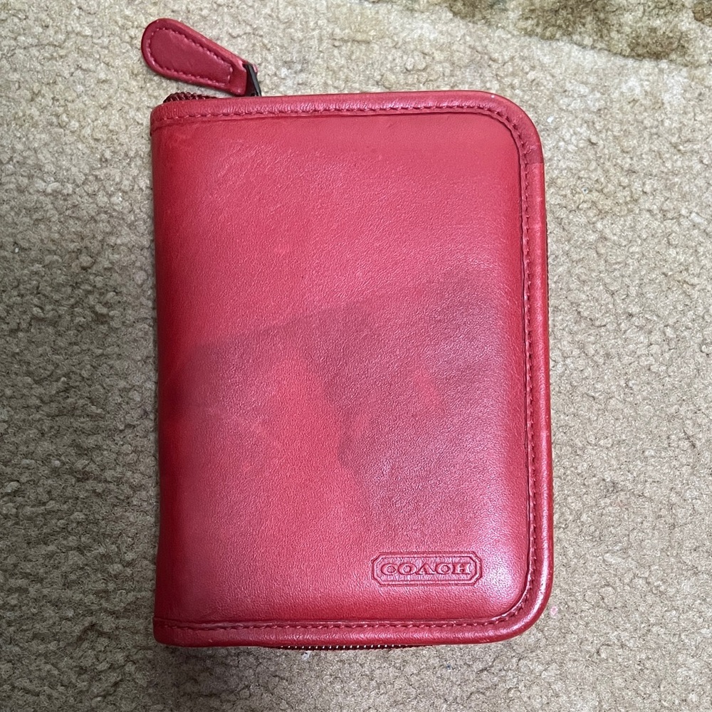 Coach Red Leather Zip Wallet vintage